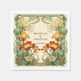 ヴィンテージアールヌーボーボタニカルミュシャサンキュー スタンダードカクテルナプキン