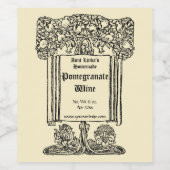 ヴィンテージアールヌーボーポングラナートテンプレート自家製 ワインラベル (シングルラベル)