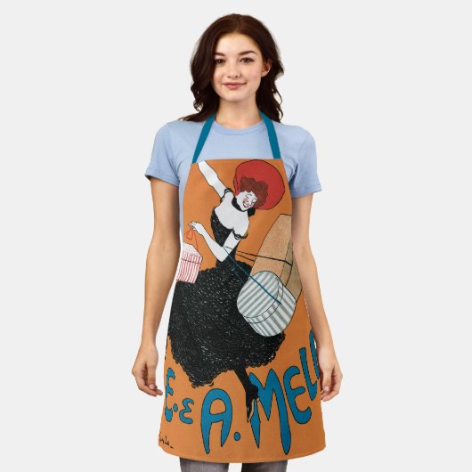 ヴィンテージアールヌーボーマガジニイタリアニバイカピエロ エプロン (着用した状態)