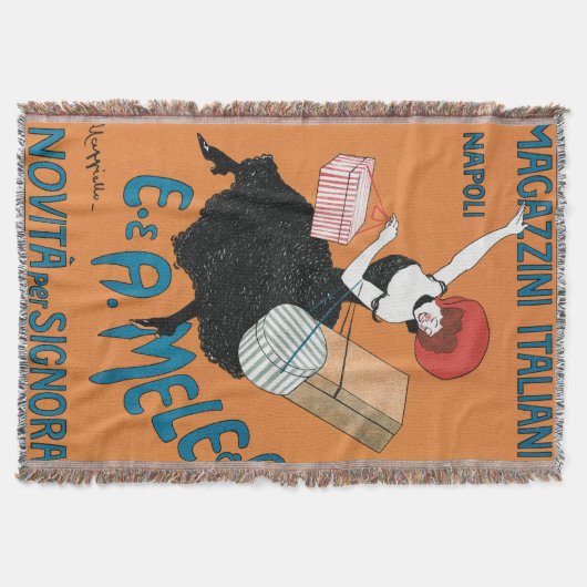 ヴィンテージアールヌーボーマガジニイタリアニバイカピエロ スローブランケット (正面)