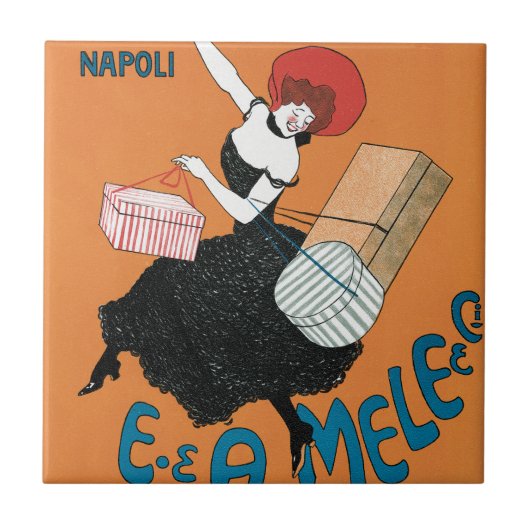 ヴィンテージアールヌーボーマガジニイタリアニバイカピエロ タイル (正面)