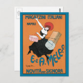 ヴィンテージアールヌーボーマガジニイタリアニバイカピエロ ポストカード (正面/裏面)