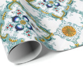 ヴィンテージアールヌーボーマジョリカタイル ラッピングペーパー (ロールコーナー)