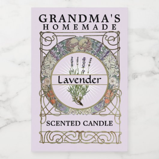 ヴィンテージアールヌーボーミュシャキャンドルラベルテンプレート フードラベル (シングルラベル)