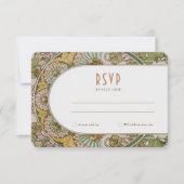 ヴィンテージアールヌーボーミュシャスタイルウェディングRSVPカード 招待状 (正面)