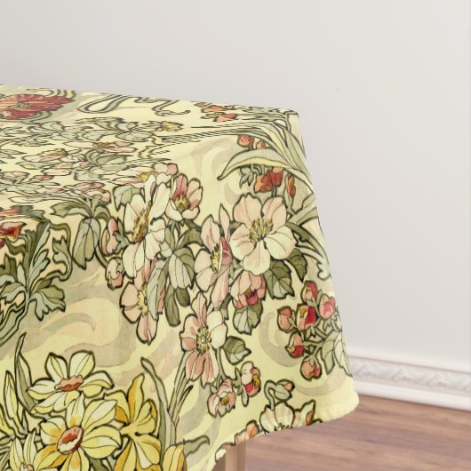 ヴィンテージアールヌーボーミュシャフローラルパターン テーブルクロス (インサイチュ)