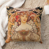 ヴィンテージアールヌーボーミュシャプリント クッション (ブランケット)