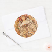 ヴィンテージアールヌーボーミュシャプリント ラウンドシール (封筒)