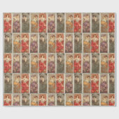 ヴィンテージアールヌーボーミュシャ大切ストーンズ模様 ラッピングペーパー (フラット)