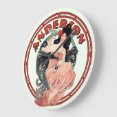 ヴィンテージアールヌーボーミュシャ ラージ壁時計 (傾斜)
