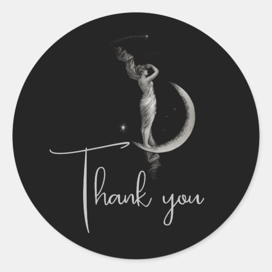 ヴィンテージアールヌーボームーンガールサンキューユー ラウンドシール (正面)
