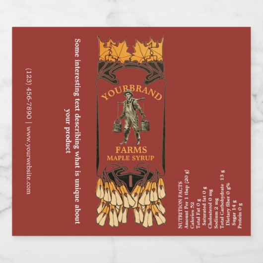 ヴィンテージアールヌーボーメープルシロップテンプレート リキュールボトルラベル (シングルラベル)