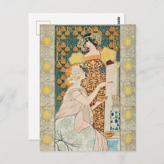 ヴィンテージアールヌーボーモサイコスエスコフェテヘラy CA ポストカード (正面/裏面)