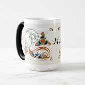 ヴィンテージアールヌーボーモノグラ絵を描ムズバイミュシャ モーフィングマグカップ (正面左)