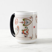 ヴィンテージアールヌーボーモノグラ絵を描ムズバイミュシャ モーフィングマグカップ (正面左)