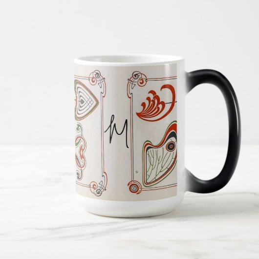 ヴィンテージアールヌーボーモノグラ絵を描ムズバイミュシャ モーフィングマグカップ (右)