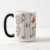 ヴィンテージアールヌーボーモノグラ絵を描ムズバイミュシャ モーフィングマグカップ (左)