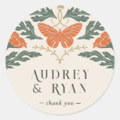 ヴィンテージアールヌーボーラウンド結婚ステッカー ラウンドシール (正面)