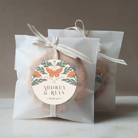 ヴィンテージアールヌーボーラウンド結婚ステッカー ラウンドシール