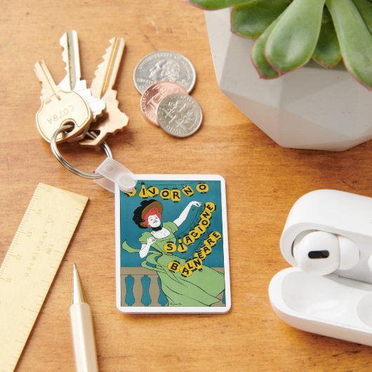 ヴィンテージアールヌーボーリヴォルノセノリータ踊り キーホルダー (デスク)