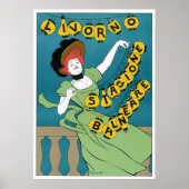 ヴィンテージアールヌーボーリヴォルノセノリータ踊り ポスター