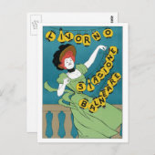 ヴィンテージアールヌーボーリヴォルノセノリータ踊り ポストカード (正面/裏面)