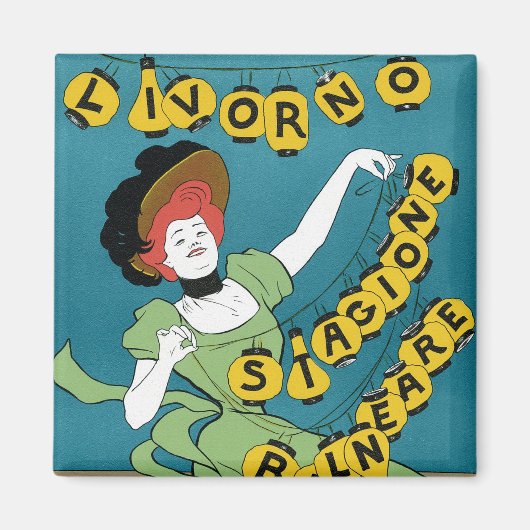 ヴィンテージアールヌーボーリヴォルノセノリータ踊り マグネット (正面)