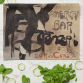 ヴィンテージアールヌーボール・グリロン、男性ビールを飲む キッチンタオル (折り畳み)