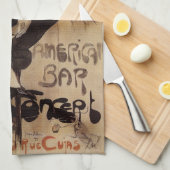 ヴィンテージアールヌーボール・グリロン、男性ビールを飲む キッチンタオル (四つ折り)