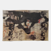 ヴィンテージアールヌーボール・グリロン、男性ビールを飲む キッチンタオル (横)