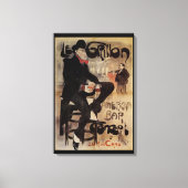 ヴィンテージアールヌーボール・グリロン、男性ビールを飲む キャンバスプリント (正面)