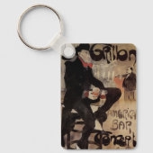ヴィンテージアールヌーボール・グリロン、男性ビールを飲む キーホルダー (正面)
