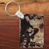 ヴィンテージアールヌーボール・グリロン、男性ビールを飲む キーホルダー (正面)