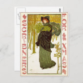 ヴィンテージアールヌーボーレディとミスタントア ポストカード (正面/裏面)