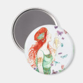 ヴィンテージアールヌーボーレディシャンパーニュパーティー時間 マグネット (正面/裏面)