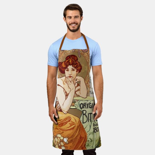 ヴィンテージアールヌーボーレディビッターズアルフォンスミュシャ エプロン (着用した状態)