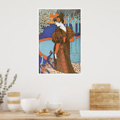 ヴィンテージアールヌーボーレディーウィズピーコックス ポスター (キッチン)