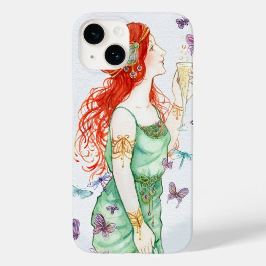 ヴィンテージアールヌーボーレディーシャンパーニュパーティータイムケース Case-Mate iPhoneケース (裏面)