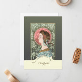 ヴィンテージアールヌーボーレディ |パーソナライズされた | ノートカード (正面/裏面インサイチュ)