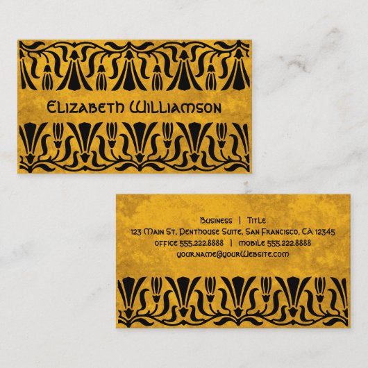 ヴィンテージアールヌーボーレトロシックエレガントフラワー 名刺 (正面/裏面)