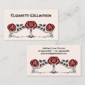 ヴィンテージアールヌーボーレトロシックバラフラワーズフローラ 名刺 (正面/裏面)