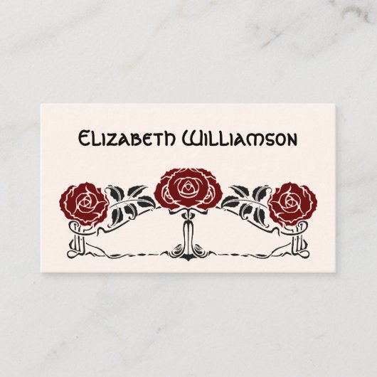 ヴィンテージアールヌーボーレトロシックバラフラワーズフローラ 名刺 (正面)