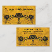 ヴィンテージアールヌーボーレトロシックバラフラワーズフローラ 名刺 (正面/裏面)