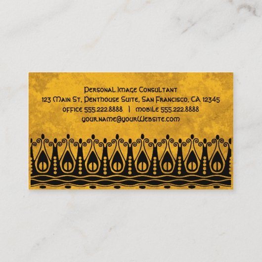 ヴィンテージアールヌーボーレトロシック海ウェーブスプラッシュ 名刺 (裏面)