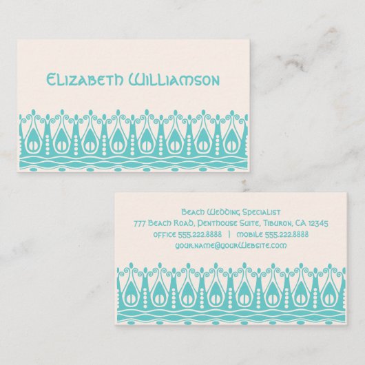 ヴィンテージアールヌーボーレトロシック海ウェーブスプラッシュ 名刺 (正面/裏面)