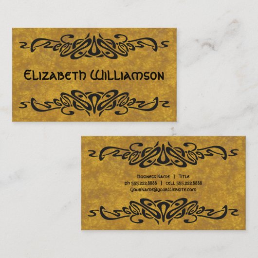 ヴィンテージアールヌーボーレトロシック装飾詳細 名刺 (正面/裏面)