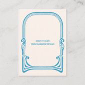 ヴィンテージアールヌーボーレトロ様式化ピーコックバード 名刺 (裏面)