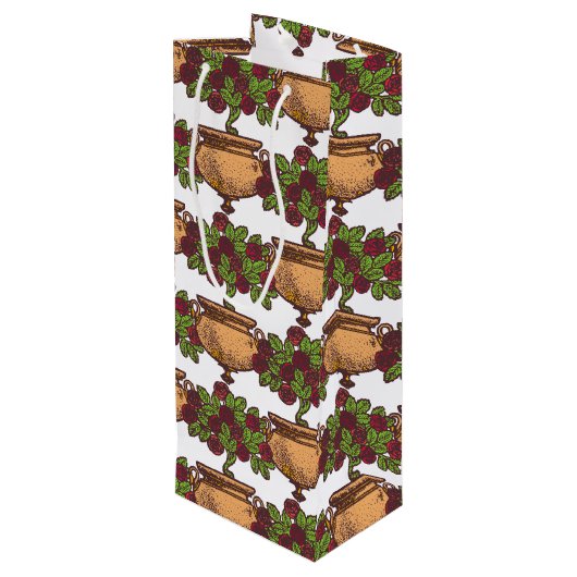 ヴィンテージアールヌーボーローズブッシュフローラ壁紙 ワインギフトバッグ (裏面アングル)