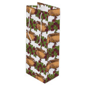 ヴィンテージアールヌーボーローズブッシュフローラ壁紙 ワインギフトバッグ (正面アングル)