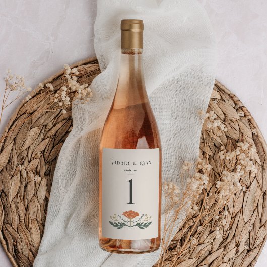 ヴィンテージアールヌーボーワインボトルテーブル番号 ワインラベル